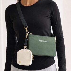 lululemon athletica olive and Cream color Crossbody Bag Set